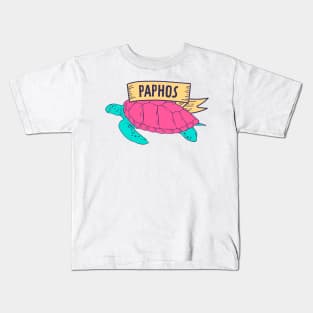 Paphos, Pafos Cyprus is my happy place turtle Kids T-Shirt